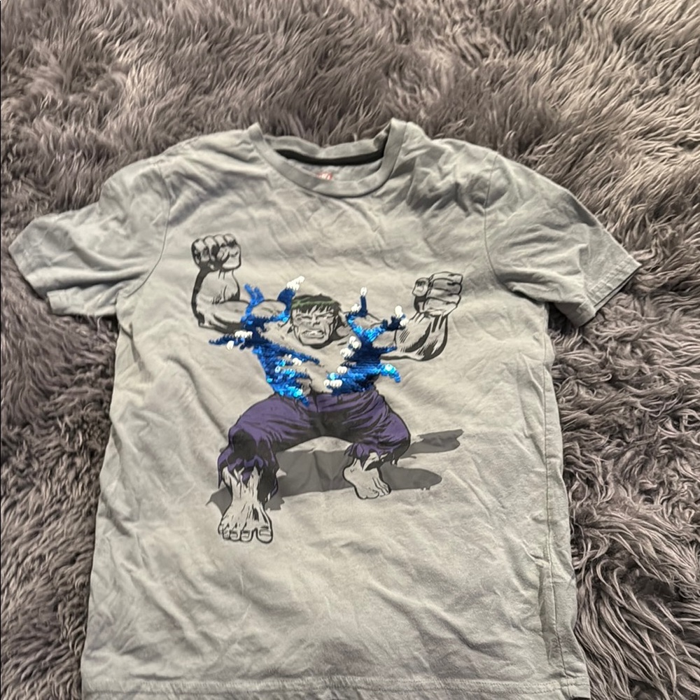 Marvel Gray and Blue Hulk Kids Shirt
